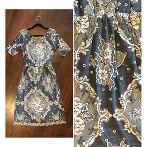 ASOS Lace tea midi length scoop back dress with sleeves